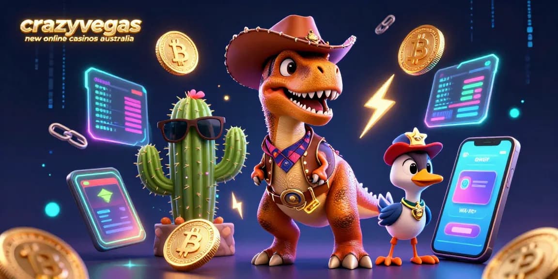 Experience the thrill at crazyvegas new online casinos australia with dynamic crypto elements, cowboy dinosaur, and Casino games.