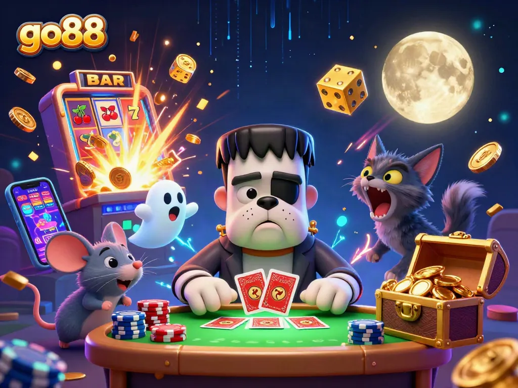 Experience exciting wins at go88 with vibrant casino games and creative characters in a thrilling scene.
