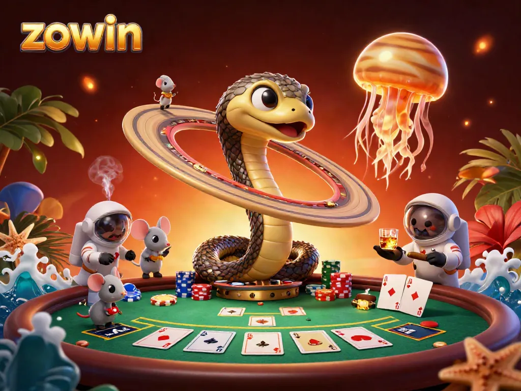 Engage in cosmic gambling at Zowin with a playful Saturn snake and mice betting