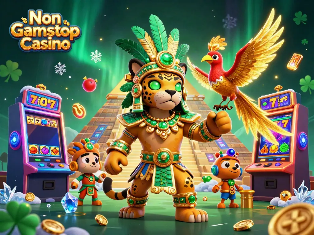 Experience the thrill of Non Gamstop Casino with vibrant slot machines and animated characters.
