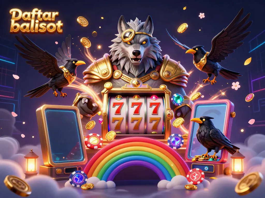 Experience thrilling gameplay with Daftar balisot, featuring a smartphone showcasing slot reels and luxurious casino elements.